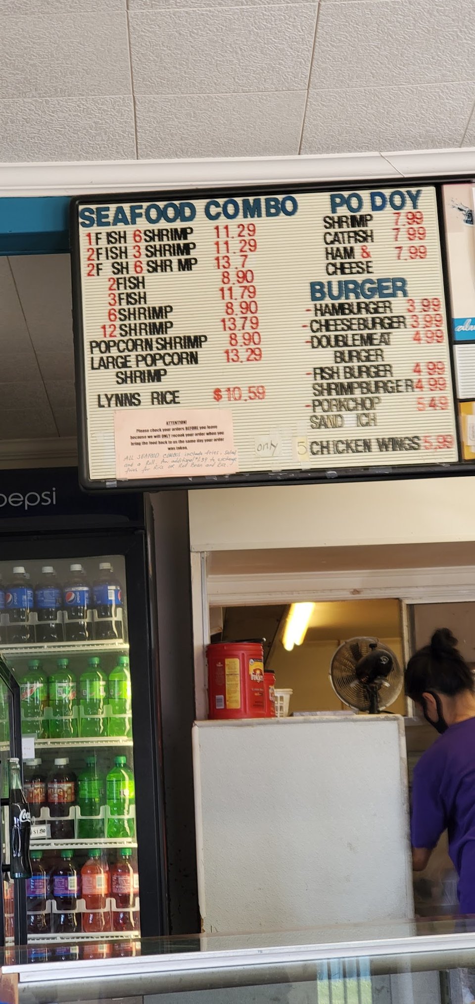 Comfort food dishes listed for quick ordering.
